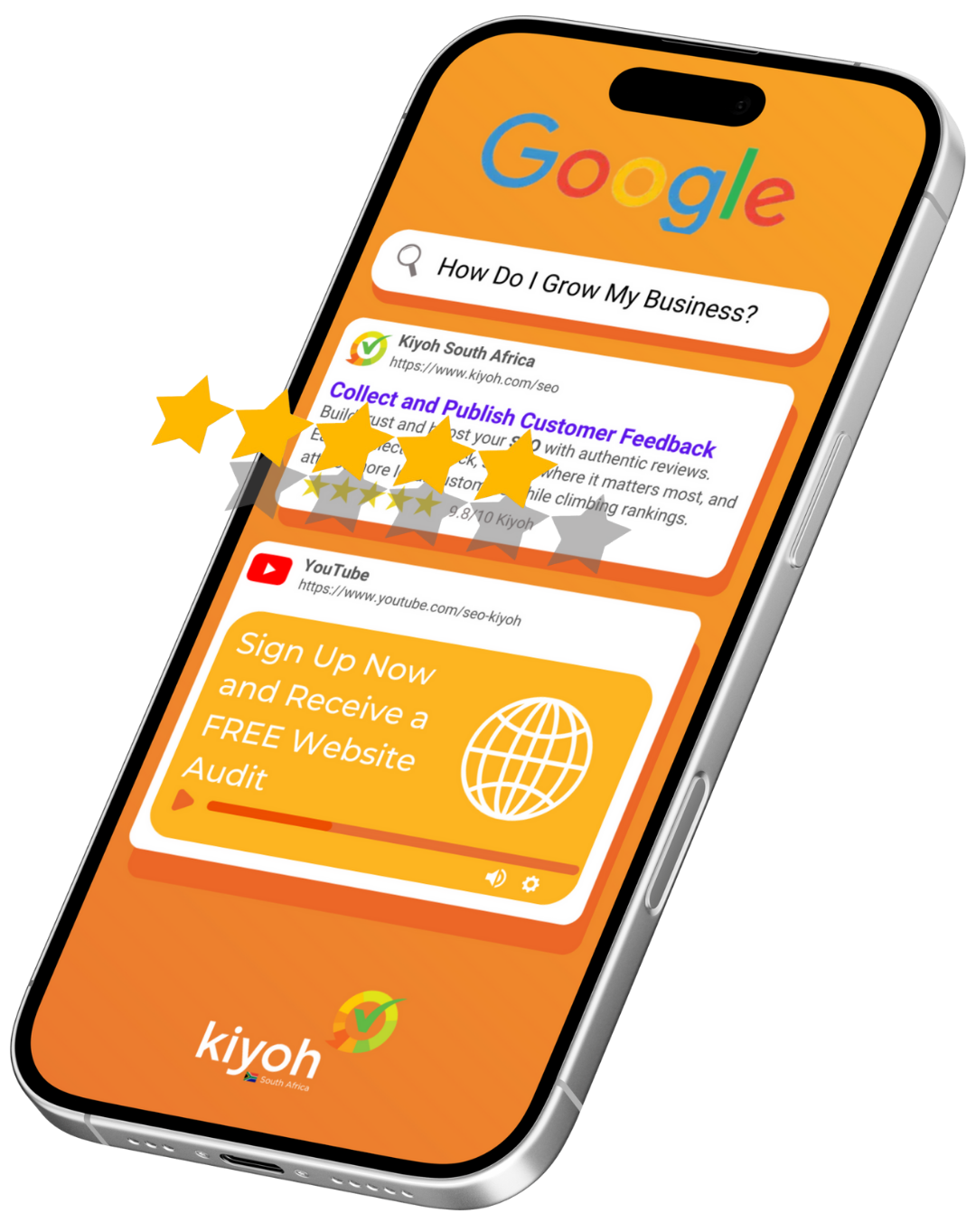 Phone showing star ratings